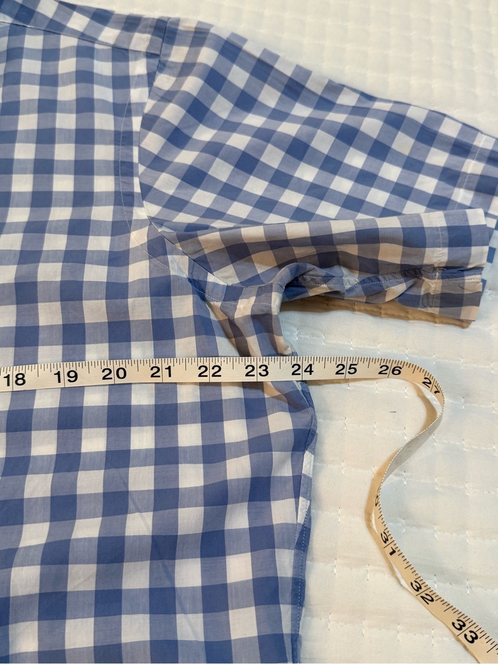 Upcycled Men’s Ralph Lauren Blue and White Gingham Ruffle-Collar Button-Down - Picture 4 of 7
